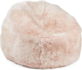 Puf rotund din blană naturală de oaie, roz, cu fir lung, 73 x Ø 74 cm, „Candy M”
