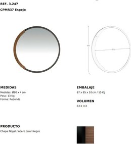 Oglinda decorativa design LUX Round black steel, 80cm