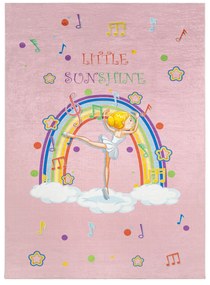 BAMBINO 41870 covor lavabil Balerina, curcubeu pentru copii anti-alunecare - roz