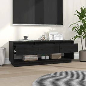 Comoda TV, negru, 110,5x34x40 cm, lemn masiv de pin 1, Negru