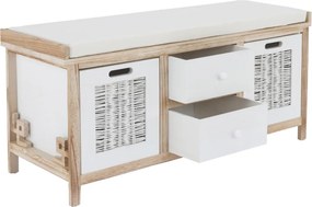 Bancă cu 4 sertare, alb/miere, LINORA NEW