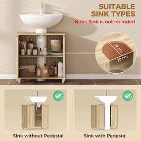 HOMCOM Dulap Sub Lavoar, Baie cu Raft Reglabil, Design Push-to-Open | Aosom Romania