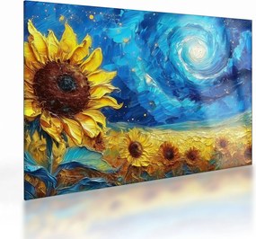 Tablou pe sticlă - Pictura floarea-soarelui (70x50 cm)