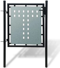 Poarta de gard cu o usa, negru, 100x125 cm Negru, 100 x 125 cm