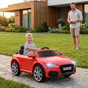 HOMCOM Mașină Electrică AUDI TT pentru Copii, Mașină Electrică cu Telecomandă, USB, Uși cu Deschidere și Faruri LED, 102x60x44 cm, Roșu