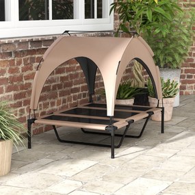 PawHut Pat pentru câini și pisici pe picioare, pat pentru câini ridicat, velum anti-UV, Oxford, sac de transport 106 x 76 x 94 cm, cafeniu | Aosom Romania