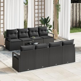 Set de 9 Piese de Canapea de Grădină cu Perne Ratan Polimeric Negru