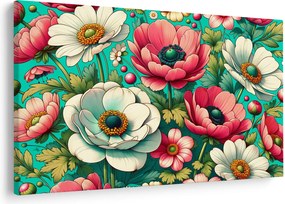 Tablou - Flori pe fundal albastru (90x60 cm)