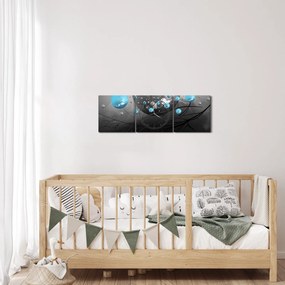 Tabloul - bile abstracte albastru deschis (cu ceas) (90x30 cm)