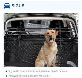 PawHut Despartitor auto pentru caini reglabil pe inaltime si latime, din fier si ABS 85-140L x 40-50Acm, negru | Aosom RO