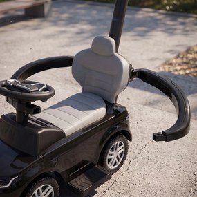 AIYAPLAY Mașinuță Ride-on Land Rover cu Mâner și Bară de Protecție, din PP și Oțel, 84 x 40 x 94,5 cm, Negru | Aosom Romania
