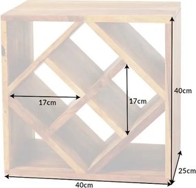 Raft pentru sticle vin/ Masuta laterala CUBUS 40cm sheesham A-41137 VC