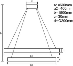 Lustră LED dimabilă pe cablu LED/130W/230V 3000-6500K + telecomandă