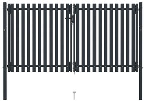 vidaXL Poartă de gard cu ușă dublă, oțel, 300x175 cm, antracit