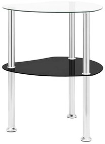 vidaXL Masă laterală 2 niveluri transparent/negru 38x38x50 cm sticlă