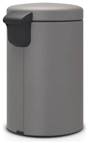 Cos de gunoi cu pedala Brabantia NewIcon 1001090, 12 L, Inchidere lina, Baza antiderapanta, Finisaj mineral, Gri