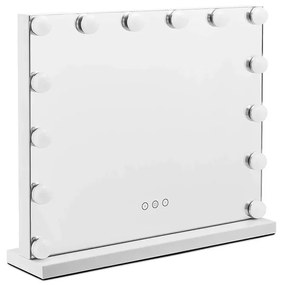 Oglindă cosmetică, sistem iluminare LED cu 3 culori, Senzor Tactil, Luminozitate Reglabilă, Port de încărcare USB, Alb, 80x65 cm