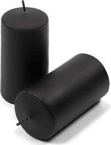 Set de lumânări cilindrice, 10 cm, Ø 5 cm, negru, 16 buc.
