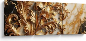 Tablou - Marmură cu auriu (cu ceas) (90x30 cm)