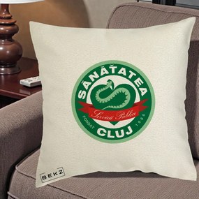 Perna Personalizata Sanatatea Cluj Servicii Publice 1986, 40x40 cm, Ecru, Husa Detasabila, Perna Inclusa, BEKZ®