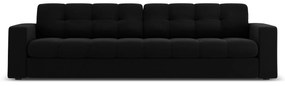 Canapea Justin cu 4 locuri si tapiterie din catifea, negru