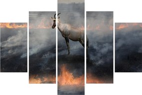 Tablou cu capră de munte în foc (150x105 cm)