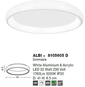 Plafoniera LED moderna design slim 41cm ALBI alba NVL-8105605 D