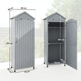 Outsunny Dulap grădină din lemn, magazie înaltă pentru unelte cu raft reglabil, ușă magnetică, acoperiș galvanizat, ventilație | Aosom Romania