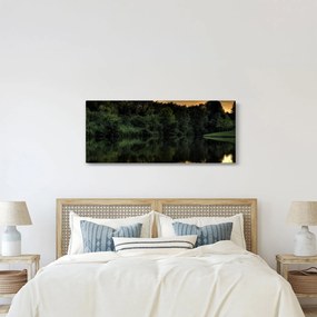 Tablou cu lac în pădure (120x50 cm)