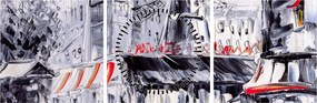 Tablou - Strada din Paris, pictură în ulei (cu ceas) (90x30 cm)