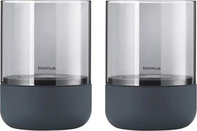 Set 2 sfeșnice din sticlă cu bază din beton Blomus Calma, gri