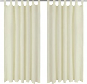 vidaXL Draperii micro-satin cu bride, 140 x 245 cm, crem, 2 buc.