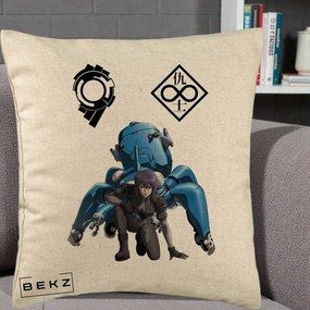 Perna Personalizata Ghost in the Shell Motoko si Tachikoma, 40x40 cm, Bej, Husa Detasabila, Perna Inclusa, BEKZ®
