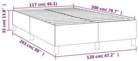 Cadru de pat box spring, gri deschis, 120x200 cm, catifea Gri deschis, 35 cm, 120 x 200 cm