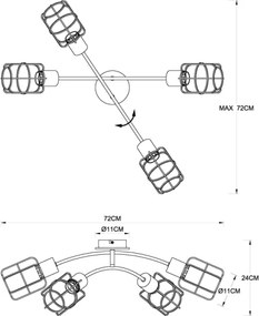 Globo 54037-4D - Lustră aplicată WILLA, 4xE27/40W/230V