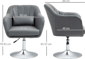 HOMCOM Scaun de birou pivotant la 360° cu Inaltime Reglabila din Material Respirabil, cu Perna, 60x60x79-91 cm, Gri | Aosom Romania