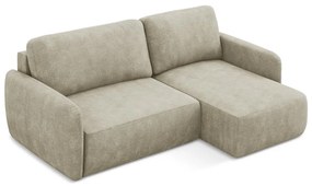 Colțar bej extensibil/cu spațiu de depozitare cu tapițerie din chenille (cu colț pe partea dreaptă/cu șezlong) Lilo – Makamii