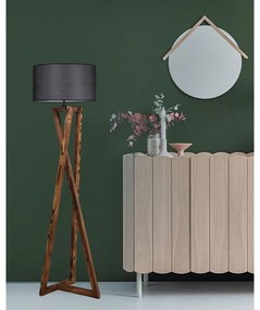 Lampadar negru/maro cu abajur textil (înălțime 166 cm) Maçka – Opviq lights