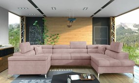 Canapea modulara, tapitata, extensibila, cu spatiu pentru depozitare, Thiago R02, Eltap (Culoare: Roz deschis / Omega 91)