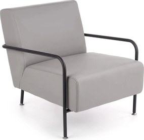 Fotoliu CUPER, gri/negru, piele ecologica/otel, 69x82x75 cm