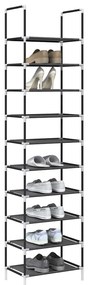 vidaXL Suport pantofi 10 niveluri negru 44x28x180 cm țesătură nețesă