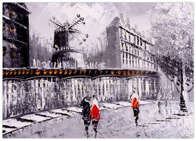 Tablou pe sticlă - Pictură în ulei a orașului II. (70x50 cm)