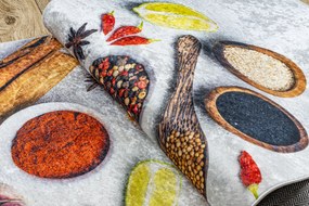 ANDRE 3343 covor lavabil Condimente, bucatarie, anti-alunecare - argint / bej