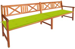 Banca de gradina cu perne, 240 cm, lemn masiv de acacia 120 x 50 x 4 cm, verde aprins, 1, verde aprins
