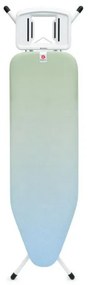 Masa de calcat Brabantia B 1008892, 124x38 cm, 7 pozitii de reglare, Suport fier de calcat, Verde/Albastru