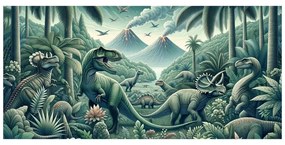 Tablou lumea preistorică a dinozaurilor în junglă