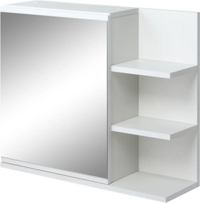 Kleankin Dulap Baie, Dulap cu Oglindă, cu 3 Rafturi Laterale, 60x18x50 cm, Alb | Aosom Romania