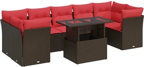 vidaXL Set canapele de grădină cu perne, 8 piese, maro, poliratan