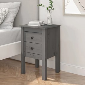 813693 vidaXL Noptieră, gri, 40x35x61,5 cm, lemn masiv de pin