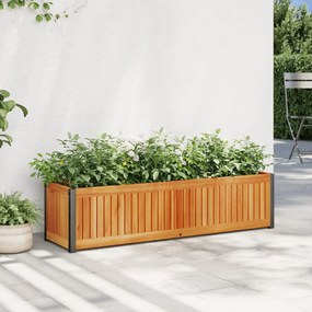vidaXL Jardinieră de grădină, 110x30x27,5 cm, lemn masiv acacia/oțel